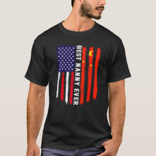Camiseta Bandeira Americana e China Sinalizador Melhor Nann
