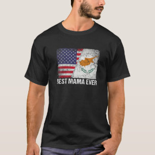 Camiseta Bandeira Americana e Chipre Melhor Mãe da Família