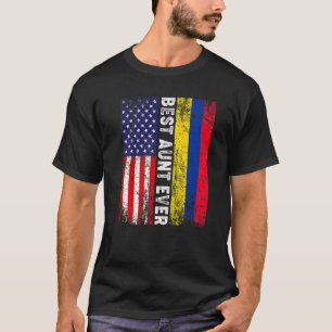 Camiseta Bandeira Americana e Colômbia - Melhor Tia Nunca F