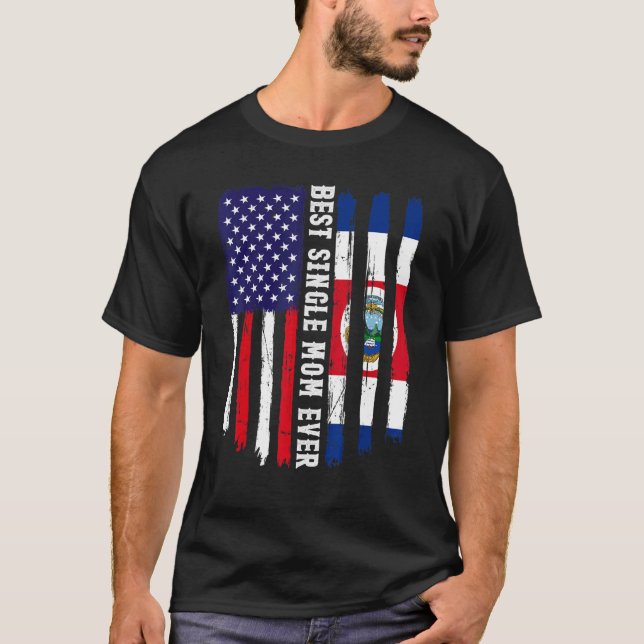 Camiseta Bandeira Americana e Costa Rica Melhor Solteiro Mã (Frente)