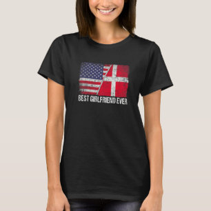 Camiseta Bandeira Americana e Dinamarca - Melhor Namorada