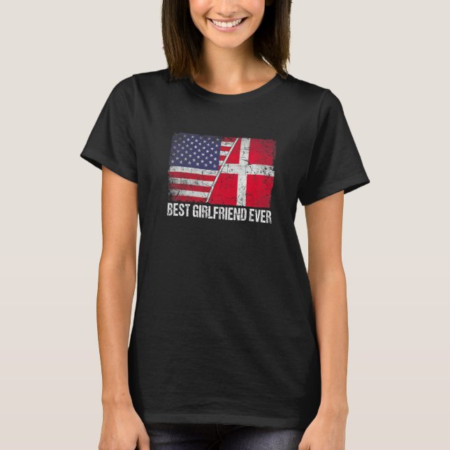 Camiseta Bandeira Americana e Dinamarca - Melhor Namorada (Frente)