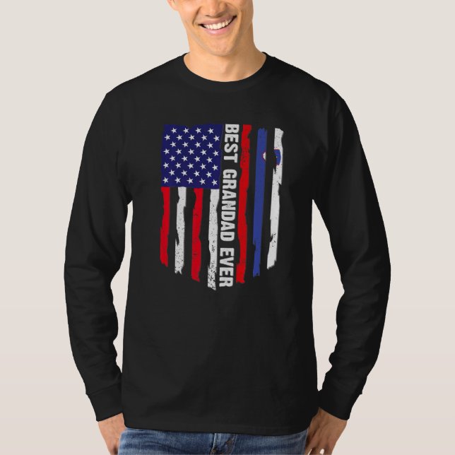 Camiseta Bandeira Americana e Eslovênia - Melhor Avô Nunca (Frente)