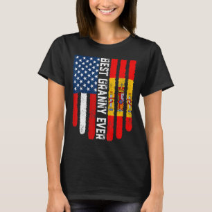 Camiseta Bandeira Americana e Espanha Melhor Avó De Família