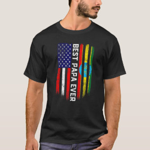 Camiseta Bandeira Americana e Etiópia Melhor Papa Nunca Fam