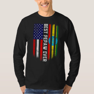Camiseta Bandeira Americana e Etiópia - Melhor Pepaw Ever F