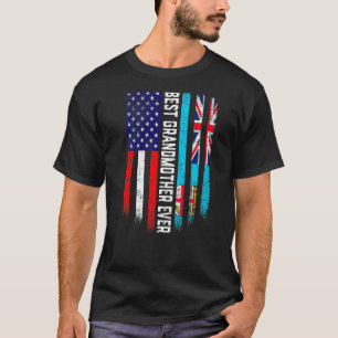 Camiseta Bandeira Americana e Fiji Melhor Avó Ever Fa