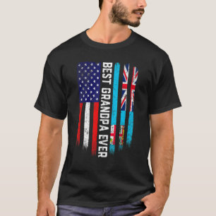Camiseta Bandeira Americana e Fiji Melhor Vovô Família Nunc