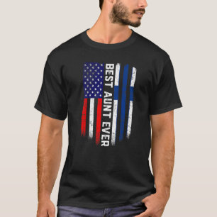 Camiseta Bandeira Americana e Finlândia Melhor Tia Nunca Fa