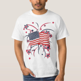 Camiseta Bandeira Americana e Fireworks