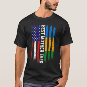 Camiseta Bandeira Americana e Gabão Melhor Família Mãe Nunc