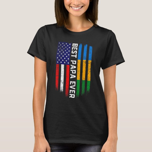 Camiseta Bandeira Americana e Gabão Melhor Família Papa Nun (Frente)