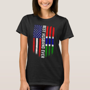 Camiseta Bandeira Americana e Gâmbia Melhor Marido Já Fami