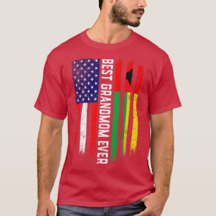 Camiseta Bandeira Americana e Guiné-Bissau Melhor Avó Ev