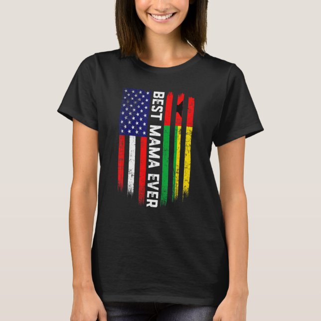 Camiseta Bandeira Americana e Guiné-Bissau - Melhor Mama Já (Frente)