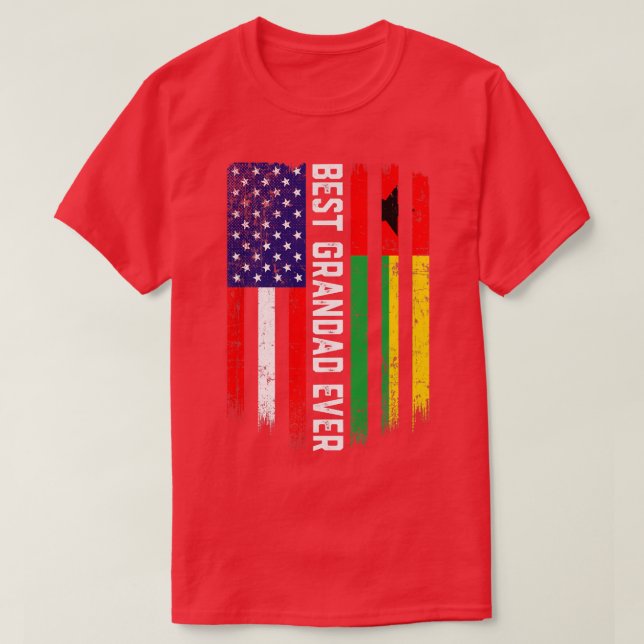Camiseta Bandeira Americana e Guiné-Bissau Melhor Vovó (Frente do Design)