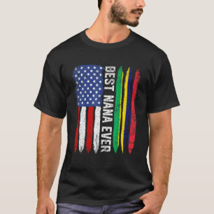 Camiseta Bandeira Americana e Ilha Maurícia Melhor Nana Eve