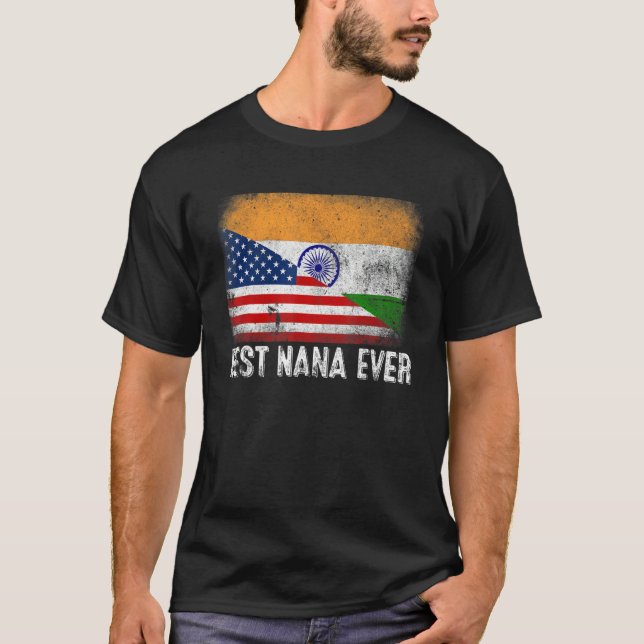 Camiseta Bandeira Americana e Índia Melhor Família Nana Nun (Frente)