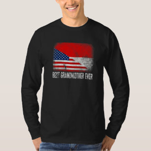 Camiseta Bandeira Americana e Indonésia Melhor Avó Ev