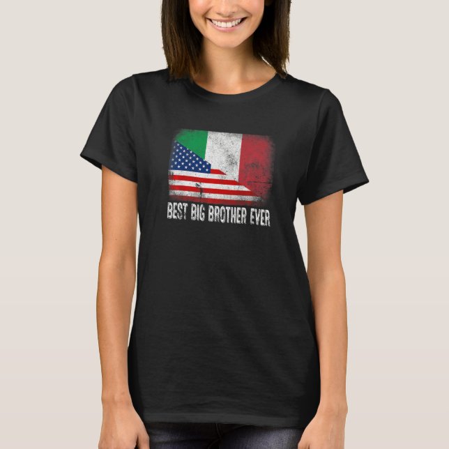 Camiseta Bandeira Americana e Itália Sinalizador Melhor Irm (Frente)