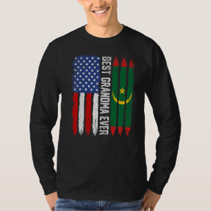 Camiseta Bandeira Americana e Mauritânia Melhor Avó Nunca