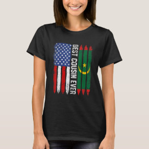 Camiseta Bandeira Americana e Mauritânia - Melhor Primo Já