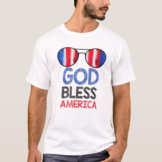 Camiseta Bandeira Americana E Óculos De Sol Da América Do d (Frente)