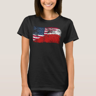 Camiseta Bandeira americana e polonesa combinada em uma em 