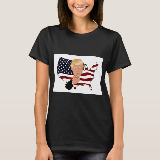 Camiseta Bandeira americana e presidente trunfo (Frente)