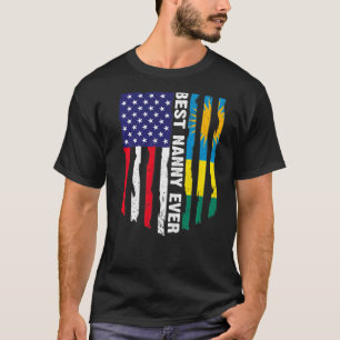 Camiseta Bandeira Americana e Ruanda Melhor Nanny Alguma Ve