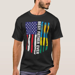 Camiseta Bandeira Americana e Ruanda Melhor Padre Ever Patr