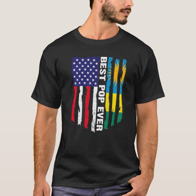 Camiseta Bandeira Americana e Ruanda Melhor Pop Nunca Patri (Frente)