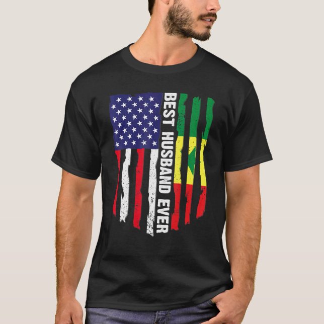 Camiseta Bandeira Americana e Senegal Melhor Marido (Frente)