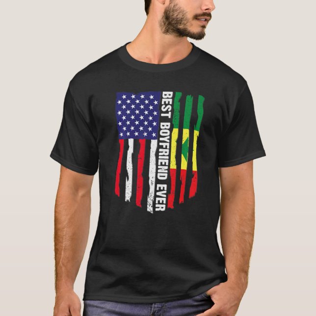 Camiseta Bandeira Americana e Senegal Melhor Namorado (Frente)