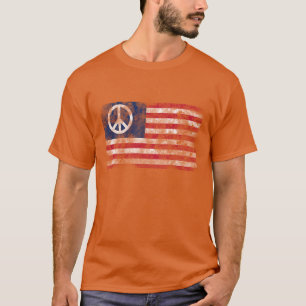 Camiseta Bandeira Americana e Símbolo da Paz com Design Des