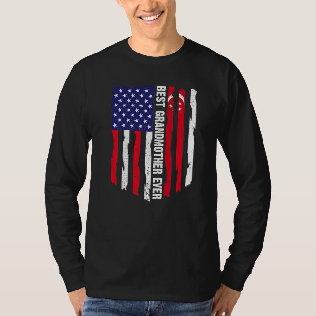 Camiseta Bandeira Americana e Singapura Melhor Avó Ev (Frente)