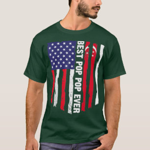 Camiseta Bandeira Americana e Singapura Melhor Pop de Pop N