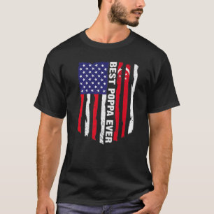 Camiseta Bandeira Americana e Singapura Melhor Poppa Fam Ev