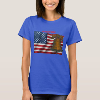 Camiseta Bandeira Americana e Sino da Liberdade Dia da Inde