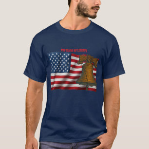 Camiseta Bandeira Americana e Sino da Liberdade Dia da Inde