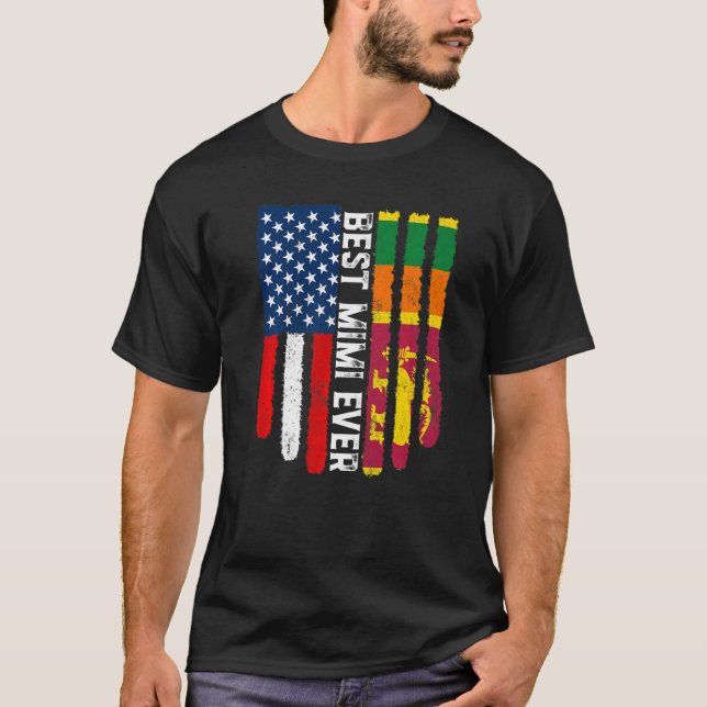 Camiseta Bandeira Americana e Sri Lanka Melhor Mimi Ever Fa (Frente)