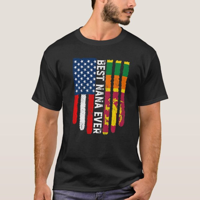 Camiseta Bandeira Americana e Sri Lanka Melhor Nana Ever Fa (Frente)
