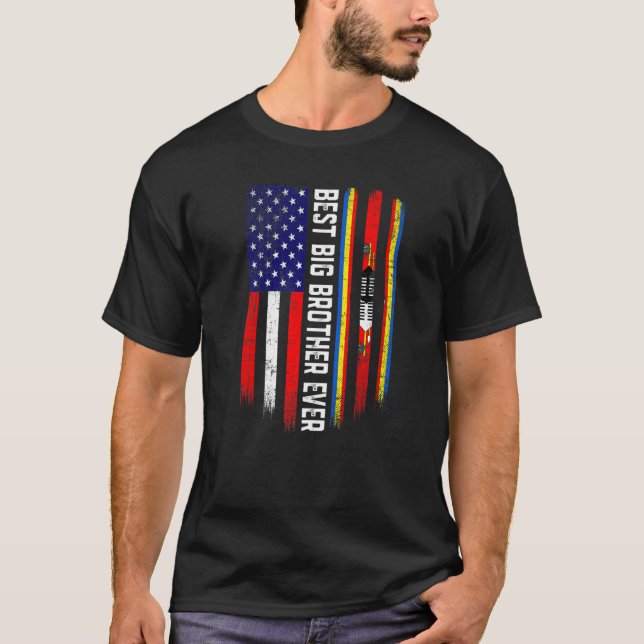 Camiseta Bandeira Americana e Suazilândia Melhor Irmão Gran (Frente)