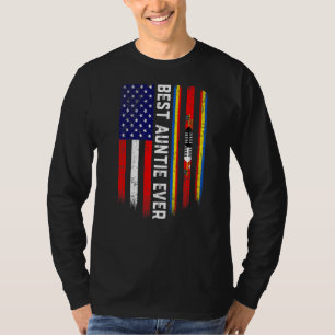 Camiseta Bandeira Americana e Suazilândia Melhor Tia Ever F