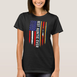 Camiseta Bandeira Americana e Suazilândia Melhor Tia Ever F