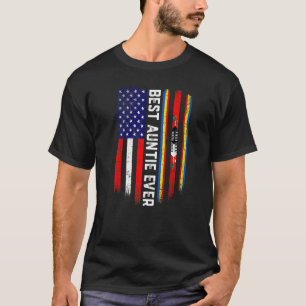 Camiseta Bandeira Americana e Suazilândia Melhor Tia Ever F