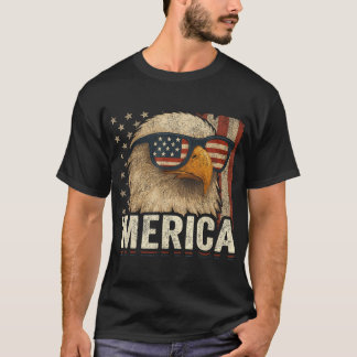 Camiseta Bandeira Americana Eagle 4 De Julho Usa Bald Eagle
