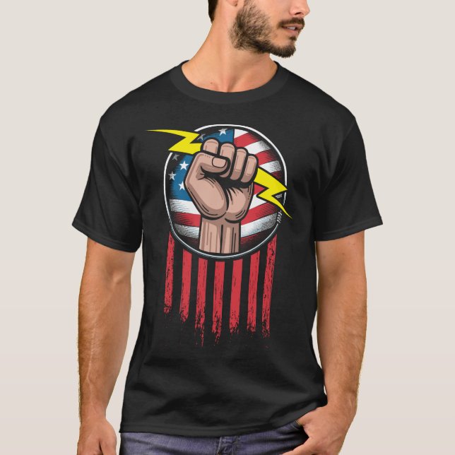 Camiseta Bandeira americana eletricista patriótica (Frente)