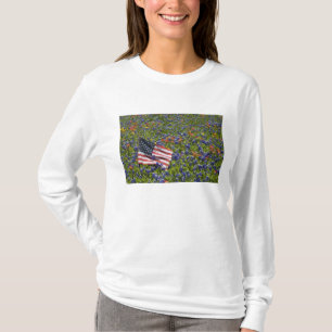 Camiseta Bandeira Americana em campo de Blue Bonnets, 2