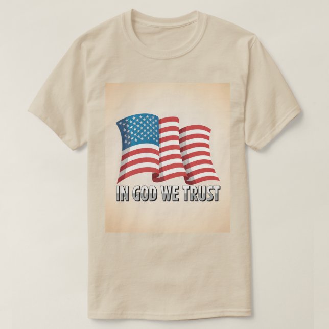 Camiseta Bandeira Americana em Deus Confiamos em T-Shirt Ma (Frente do Design)